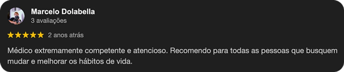 Avaliação de Marcelo Dolabella sobre o atendimento do Dr. Túlio Safar em São José do Rio Preto, publicada no Google